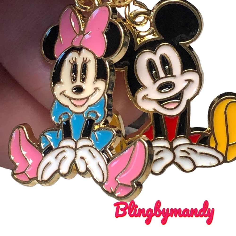 Betsey Johnson style Minnie and Mickey earrings,nickel free hook,cute!